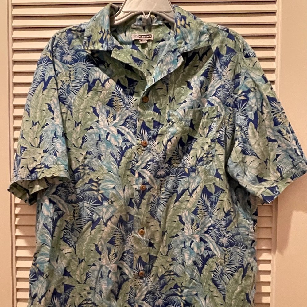 Edwards Aloha Hawaiian Print Shirt Men's Medium
